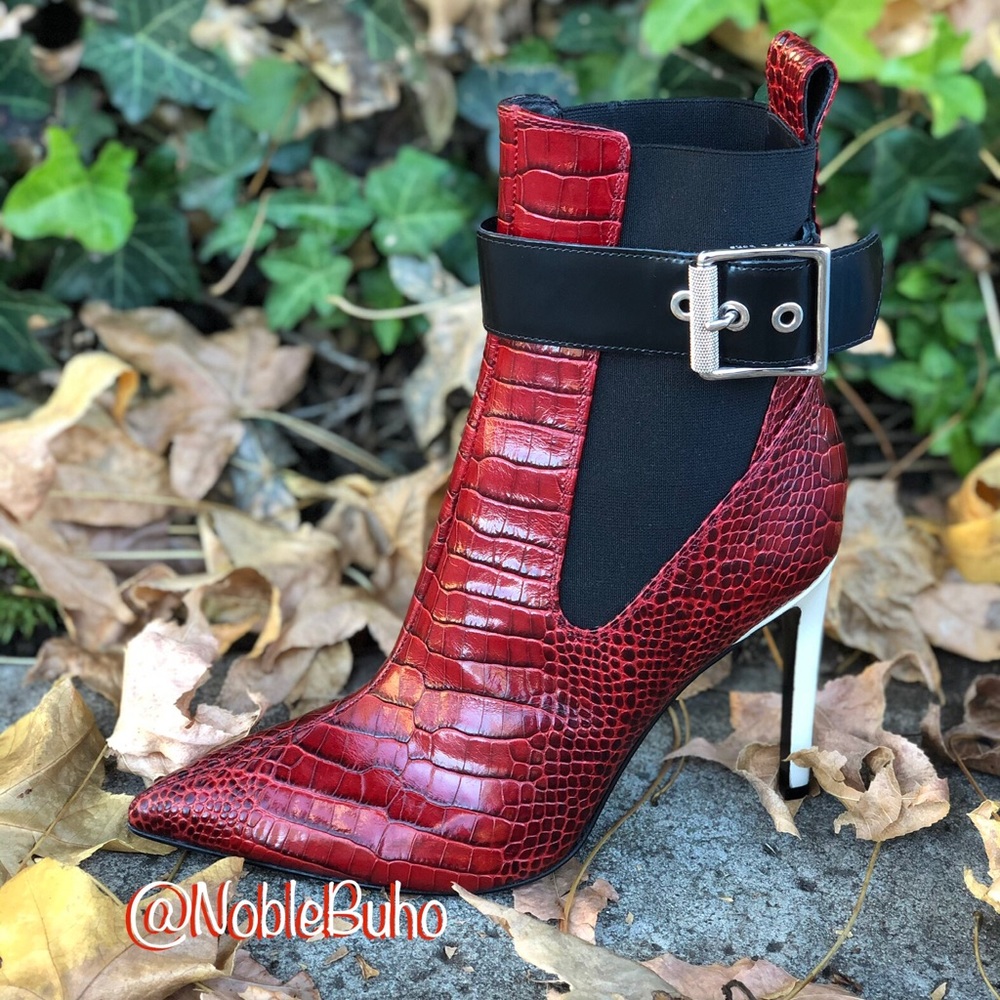 Rag & Bone Red Wren Buckled Croc Boot / Booties